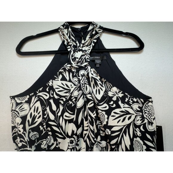 Maggy London Womens Buckle Halter Midi Dress Size 12 Black Floral Couture NWT - Picture 6 of 16